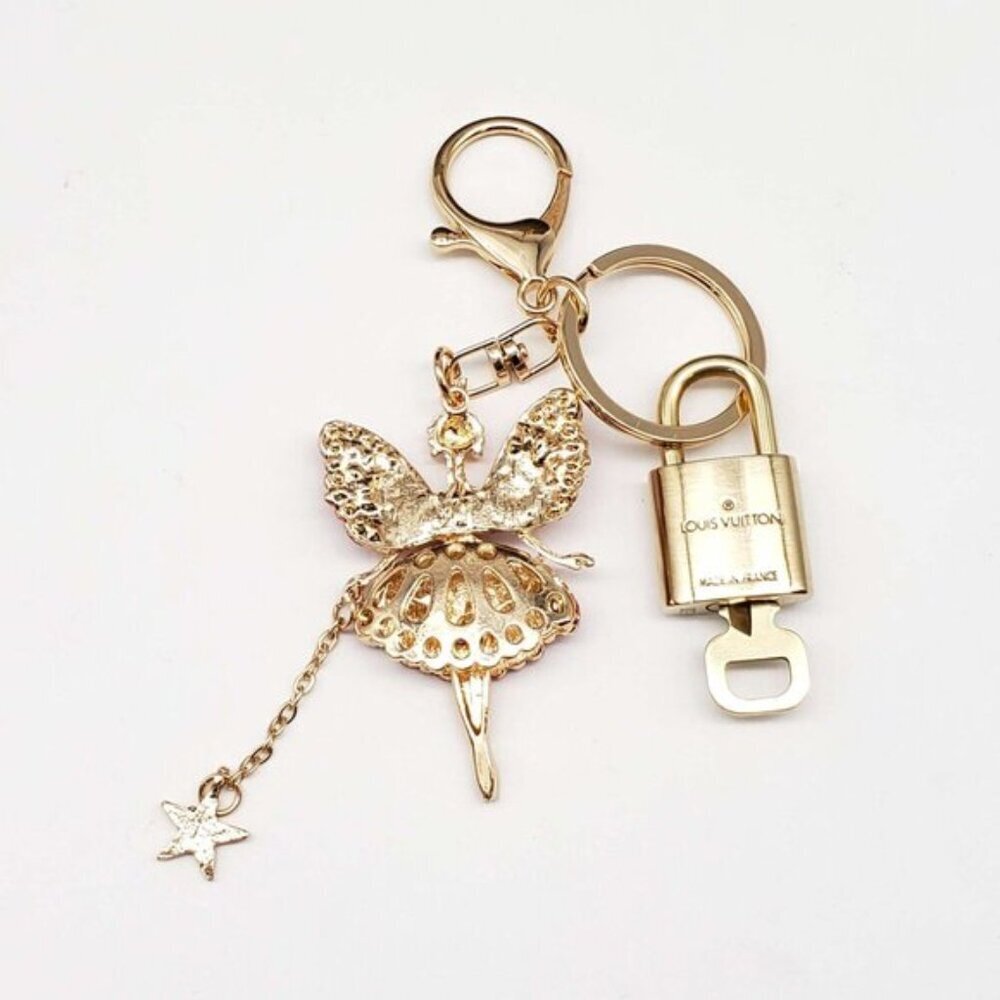 Louis Vuitton Authentic Gold Padlock 🔑 Key + Stylish Unbranded Fairy Bag Charm - Picture 4 of 8